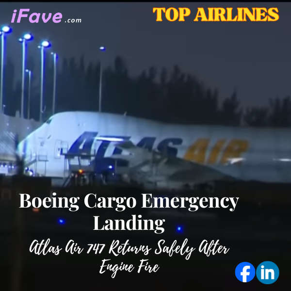 Webpage banner for blog post discussing Boeing Cargo Emergency Landing